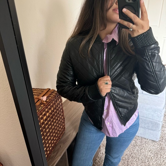 SILENCE + NOISE Quilted Vegan Leather Bomber Jacket - Picture 12 of 12